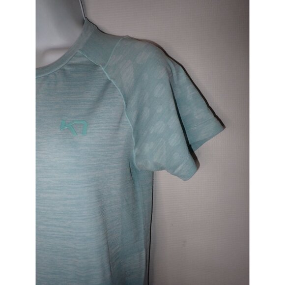 KARI TRAA Women Medium Mint Green Short Sleeve Stretch Active Wear Shirt Workout - Picture 3 of 5